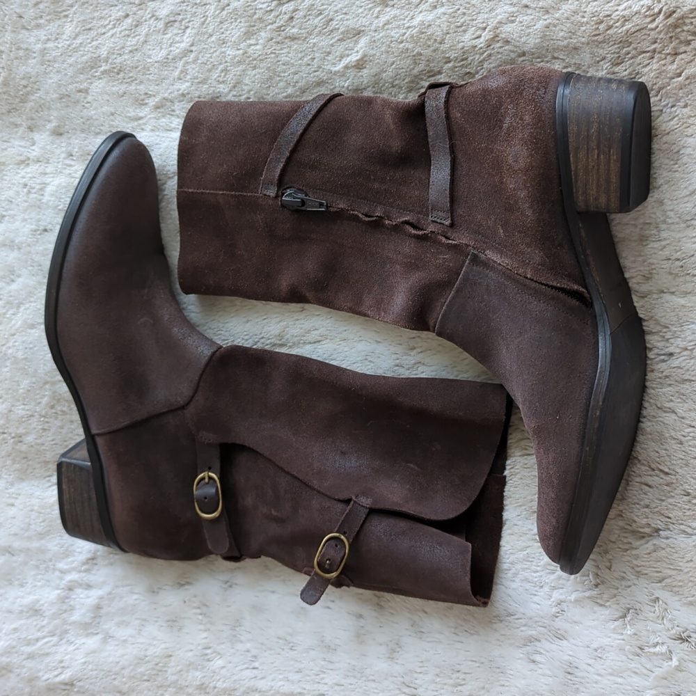 Coclico Mid Calf Brown Supple Suede Leather Trucker Boot Spain Size 6.5 - Picture 4 of 8